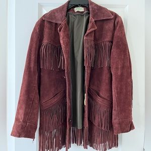 Vintage Genuine Leather Suede Fringe Jacket